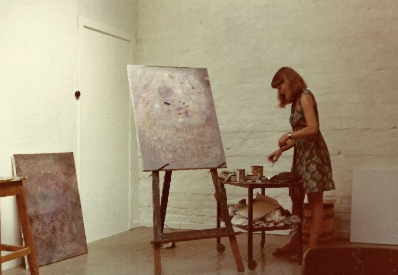 Lise Stigen painting in her studio